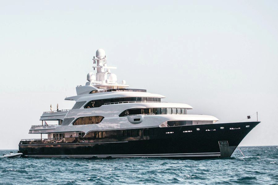 A modern superyacht at anchor